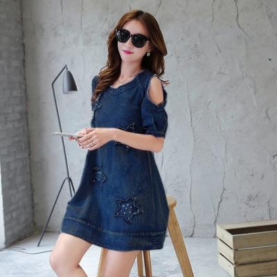 ĐẦM JEAN SUÔNG CHỮ A ĐÍNH NGÔI SAO HẠT - J.03